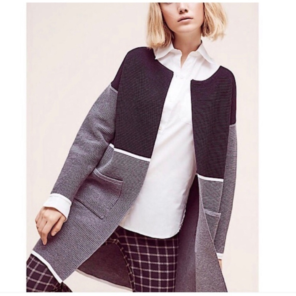 La Fee Verte Colorblock Ribbed Longline Cardigan​​​​​​​
